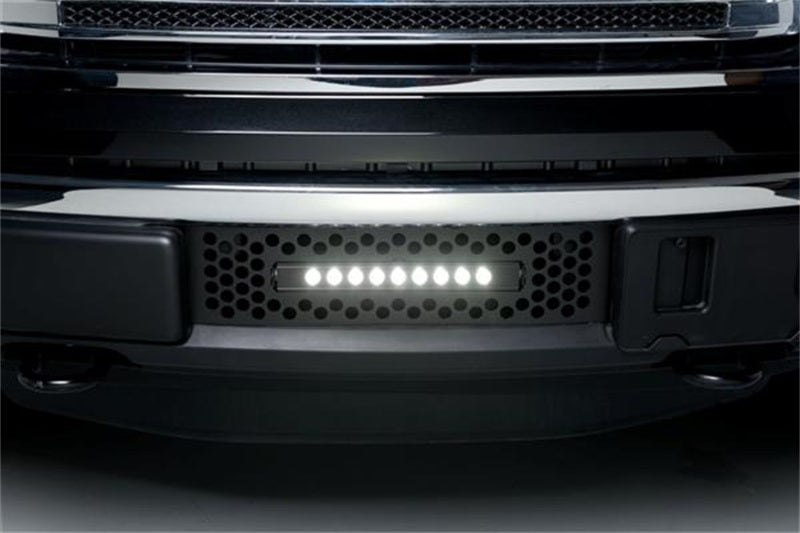 Putco 11-14 Ford F-150 EcoBoost SS Black Punch Bumper Grille Insert w/ 10in Luminix Light Bar Grilles Putco