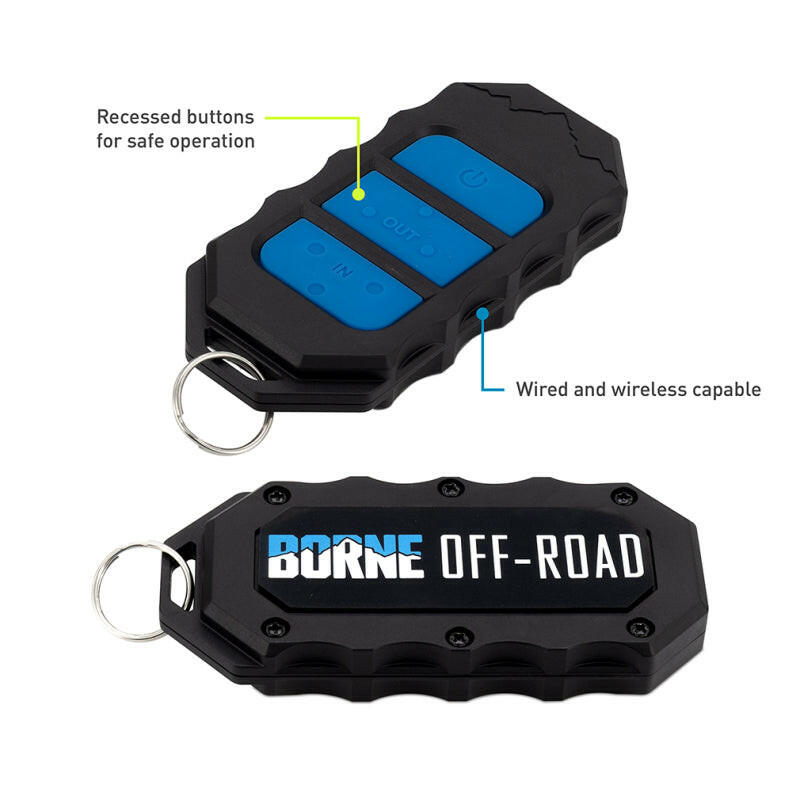 Borne Off-Road 10K Winch - Blue Synthetic Rope Winches Borne Off-Road