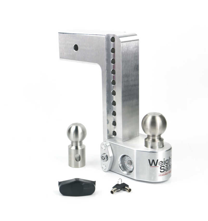 Weigh Safe 10in Drop Hitch w/Built-in Scale & 3in Shank (10K/21K GTWR) - Aluminum Hitch Ball Mounts Weigh Safe