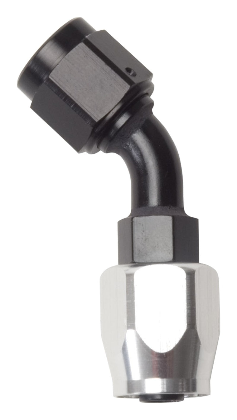 Russell Performance -10 AN Black/Silver 45 Degree Full Flow Hose End Fittings Russell