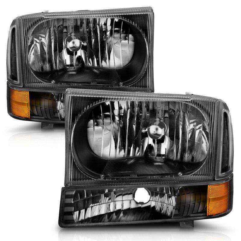 ANZO 2000-2004 Ford Excursion Crystal Headlights Black Headlights ANZO