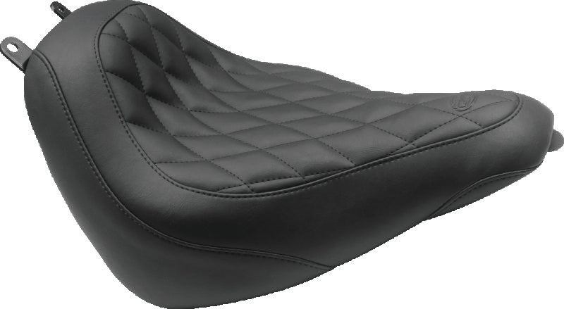 Mustang 18-21 Harley Heritage Classic, Deluxe Wide Tripper Solo Seat Diamond Stitch - Black Solo Motorcycle Seats Mustang Motorcycle