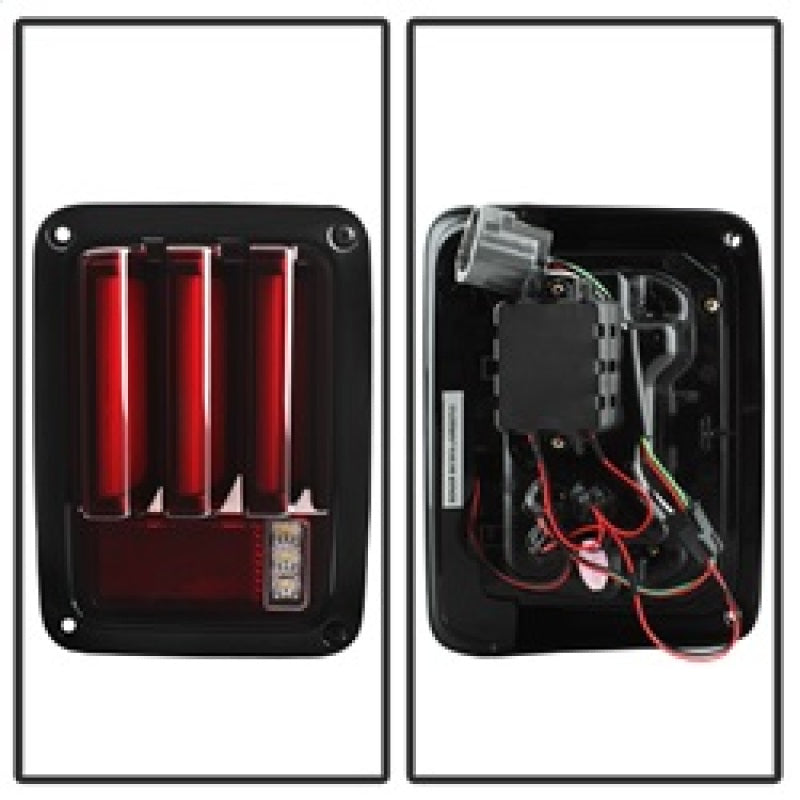 Spyder 07-16 Jeep Wrangler Version 2 Light Bar LED Tail Lights - Red Clear (ALT-YD-JWA07V2-LBLED-RC) Tail Lights SPYDER