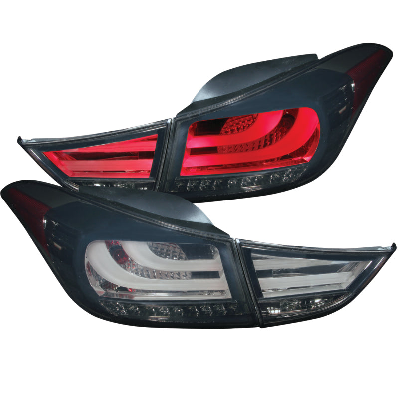 ANZO 2011-2013 Hyundai Elantra LED Taillights Smoke 4pc Tail Lights ANZO