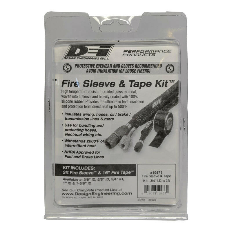 DEI Fire Sleeve and Tape Kit 3/4in I.D. x 3ft Thermal Sleeves DEI