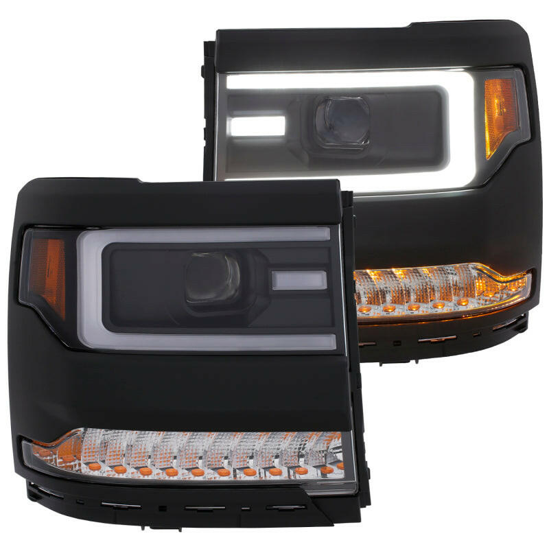 ANZO 16-17 Chevy Silverado 1500 Prjctr. Headlight Plank Styl. w/Amber (Only Work w/HID Equip. Truck) Headlights ANZO