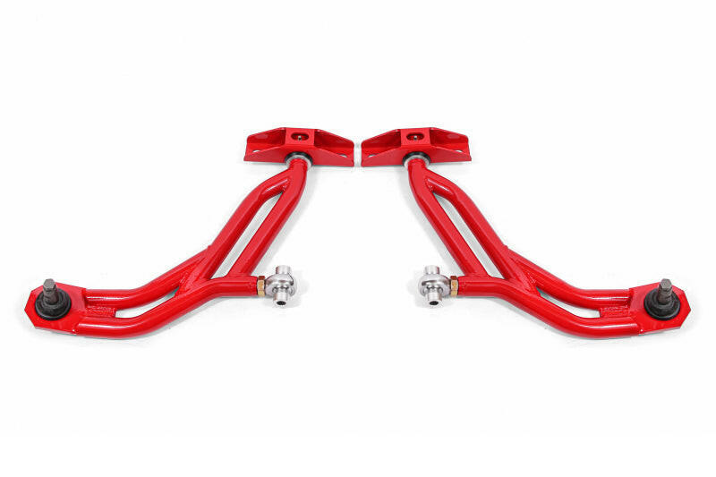 BMR 10-14 Ford Mustang Adj. Lower A-Arms w/ Delrin/Rod End / 19mm Tall Ball Joint - Red Control Arms BMR Suspension
