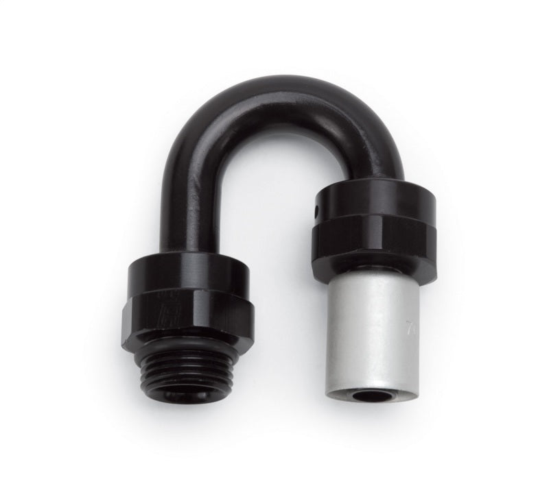 Russell Performance -6 SAE Port Male to -6 AN Hose 180 Degree Crimp On Hose End - Black Anodized Fittings Russell
