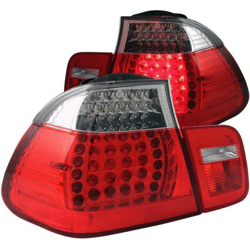 ANZO 2002-2005 BMW 3 Series E46 LED Taillights Red/Clear Tail Lights ANZO