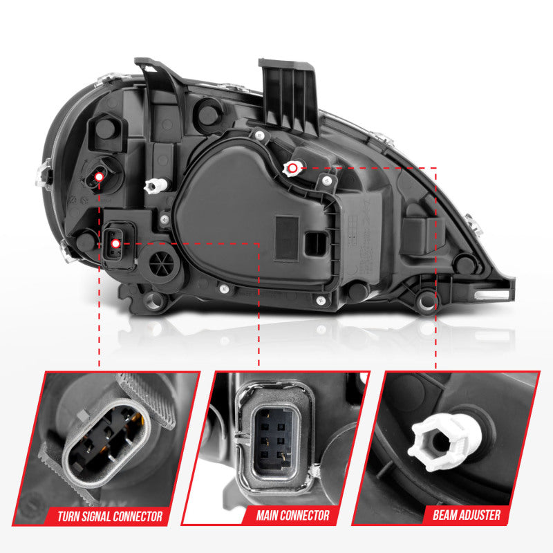 ANZO 1996-2013 Freightliner Columbia LED Crystal Headlights Black Housing w/ Clear Lens (Pair) Headlights ANZO