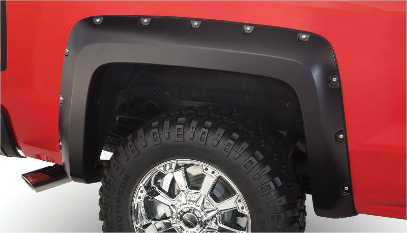 Bushwacker 14-18 Chevy Silverado 1500 Fleetside Pocket Style Flares 2pc 69.3in Bed - Black Fender Flares Bushwacker