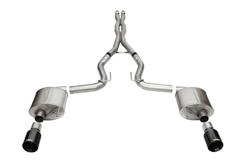 Corsa 24+ Frd Mustang GT- Sport Cat-Back Ex.Sys 3.0in Dual Rear Exit w/4.5in Blk PVD StraightCut Tip Catback CORSA Performance