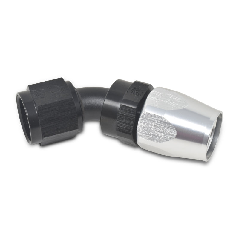 Russell Performance -12 AN Black/Silver 45 Degree Full Flow Hose End Fittings Russell