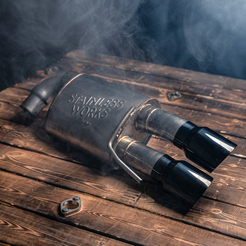 Stainless Works 18-21 Mustang GT Axleback Legend Exhaust - Black Tips Axle Back Stainless Works