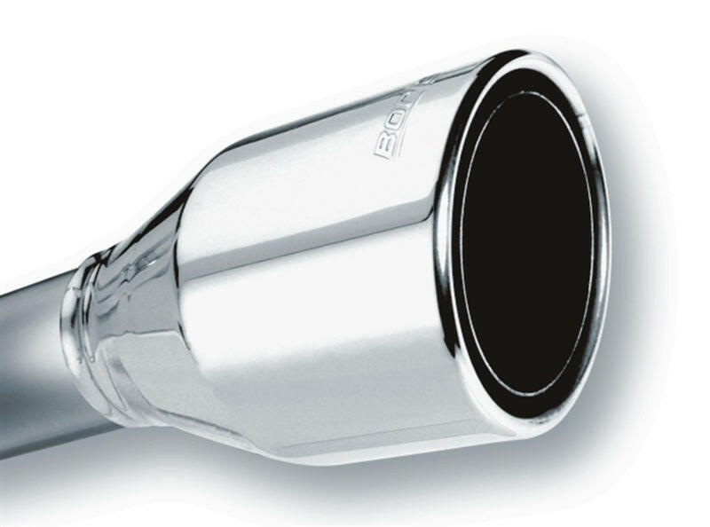 Borla 2.5in Inlet 4.5in Round Rolled Angle Cut Phantom X 7.75in Long Embossed Universal Exhaust Tips Tips Borla