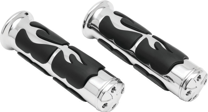 Kuryakyn ISO Flame Grips Metric Universal 1inch Chrome Grips Kuryakyn