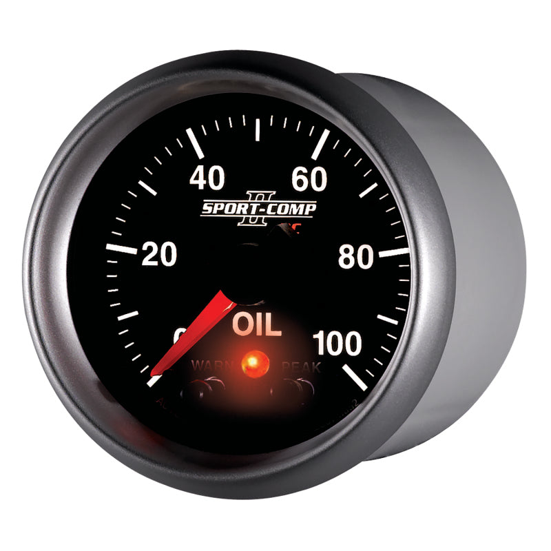 Autometer Sport-Comp II 52.4mm 0-100 PSI Oil Pressure Peak & Warn w/ Electronic Control Gauge Gauges AutoMeter