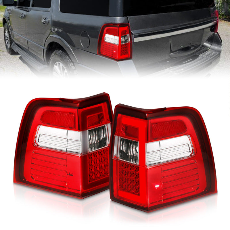 ANZO 07-17 For Expedition LED Taillights w/ Light Bar Chrome Housing Red/Clear Lens Tail Lights ANZO
