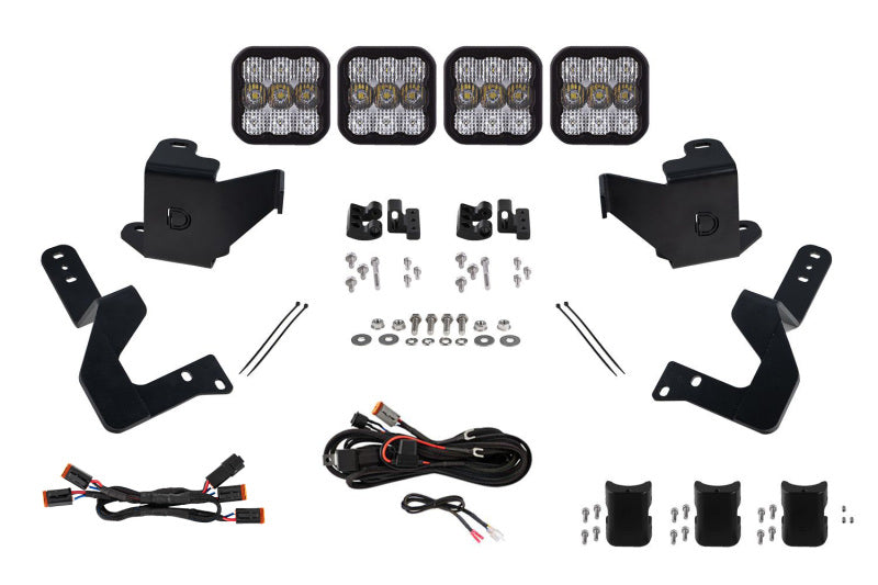 Diode Dynamics 2024 Toyota Tacoma SS5 Grille CrossLink Lightbar Kit - Sport White Combo Light Accessories and Wiring Diode Dynamics