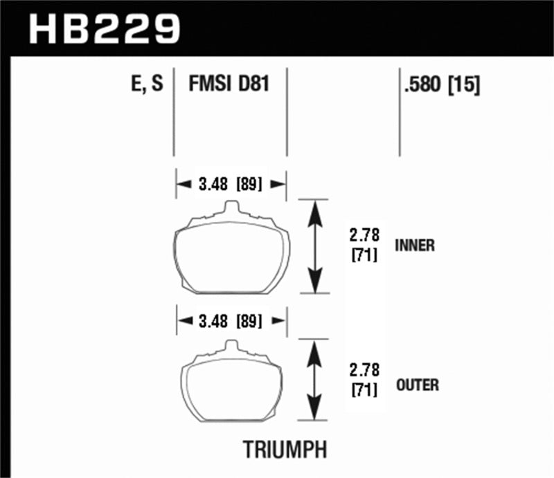 Hawk 70-73 Triumph Stag / 80-82 Triumph TR8 HT-10 Race Front Brake Pads Brake Pads - Racing Hawk Performance