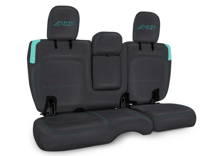 PRP Jeep Wrangler JL Rear Bench CoversU - 4 door with Armrest - Black/Teal Seat Covers PRP Seats