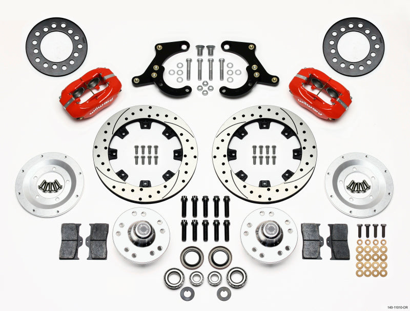 Wilwood Forged Dynalite Front Kit 11.75in Drilled Red 55-57 Chevy Big Brake Kits Wilwood