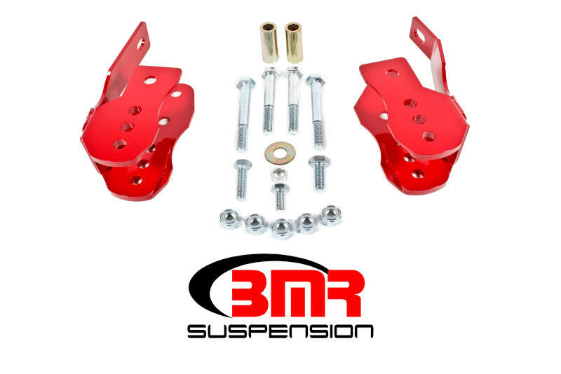 BMR 05-14 S197 Mustang Bolt-On Control Arm Relocation Brackets - Red Suspension Arms & Components BMR Suspension