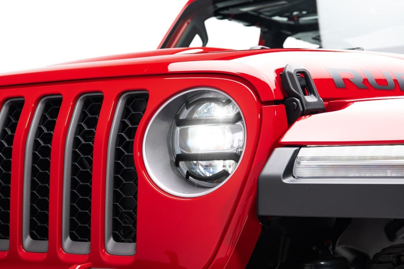 Rugged Ridge 18-20 Jeep Wrangler JL / 2020 Jeep Gladiator JT Black Elite Headlight Guards Black Light Covers and Guards Rugged Ridge