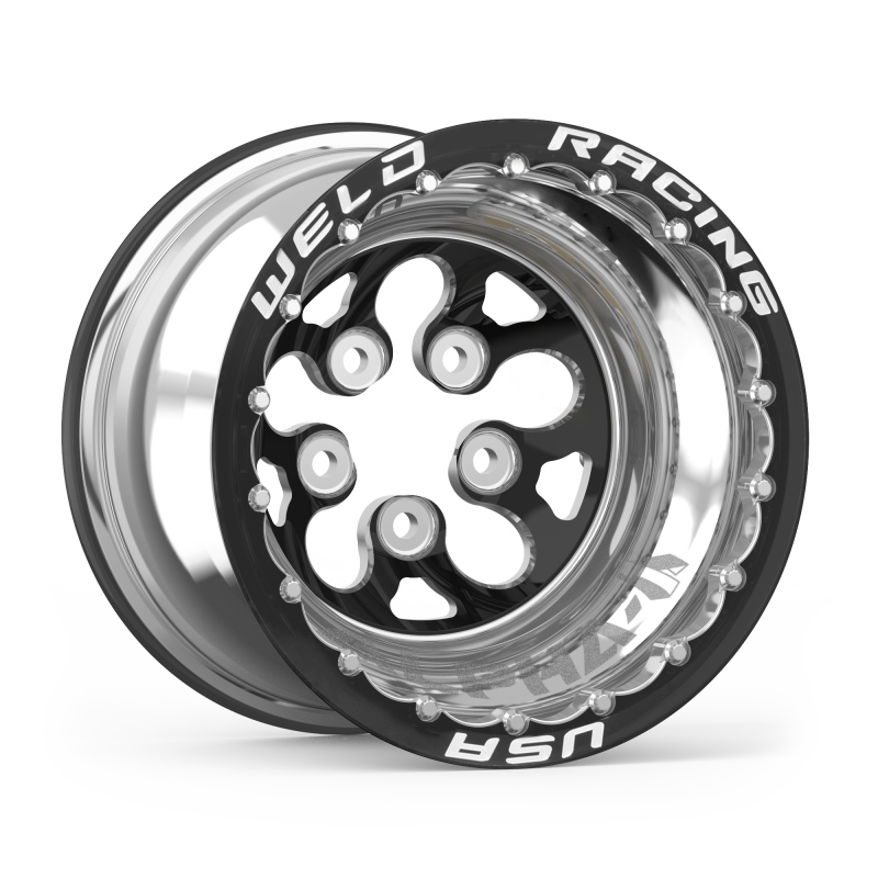 Weld Alpha-1 15x12 / 5x4.5 BP / 4in. BS Black Wheel - Black Double Beadlock MT Wheels - Forged Weld