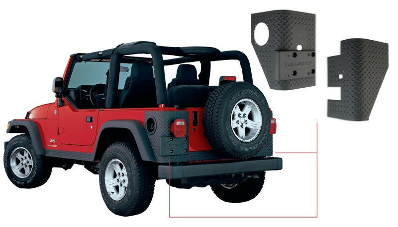 Bushwacker 97-06 Jeep Wrangler Trail Armor Rear Corners - Black Body Armor & Rock Rails Bushwacker