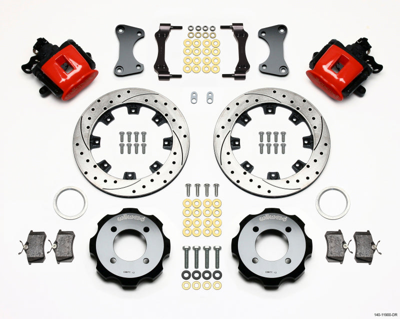 Wilwood Combination Parking Brake Rear Kit 11.75in Drilled Red 2011 Fiesta Rear Brake Calipers - Perf Wilwood