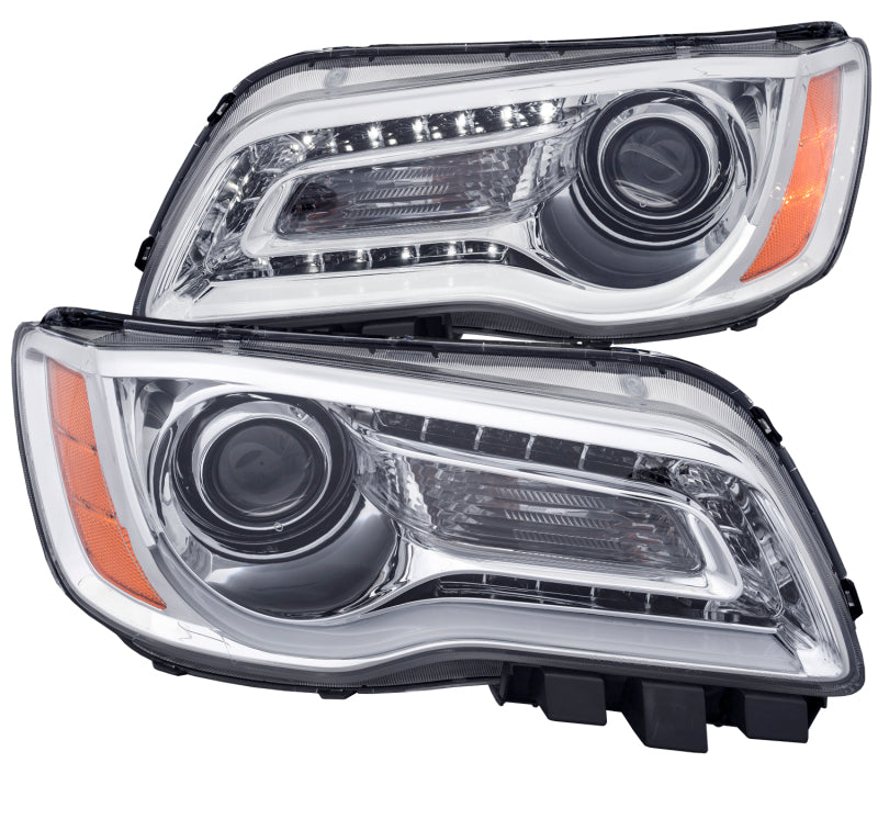 ANZO 2011-2014 Chrysler 300 Projector Headlights w/ Plank Style Design Chrome Headlights ANZO