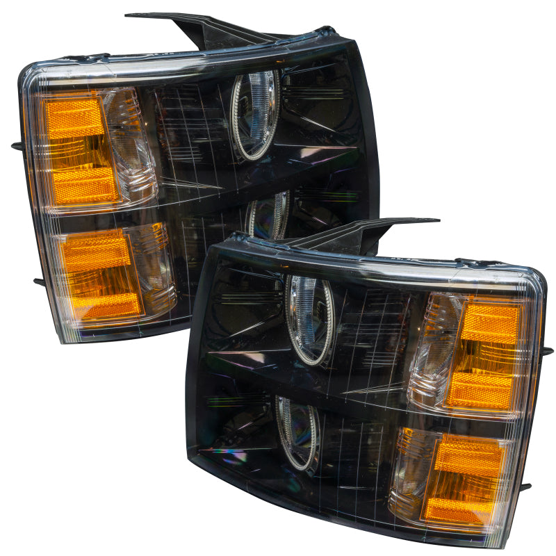Oracle Lighting 07-13 Chevrolet Silverado Assembled Halo Headlights Round Style -Green Headlights ORACLE Lighting