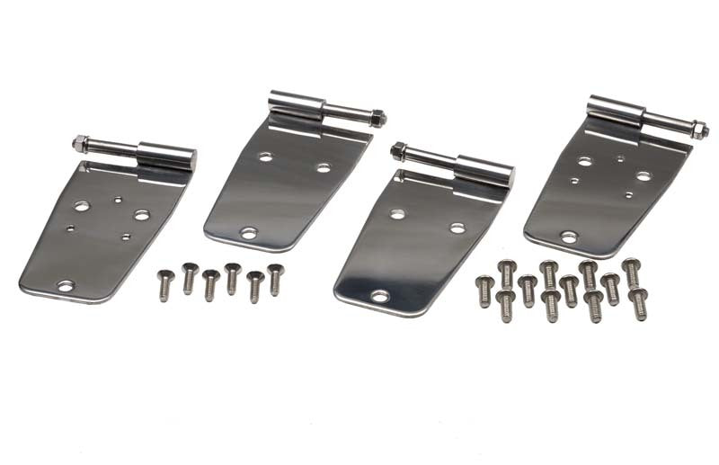 Kentrol 76-93 Jeep CJ/Wrangler YJ Door Hinge Set 4 Pieces - Polished Silver Doors Kentrol