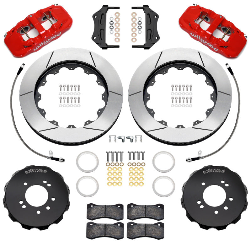 Wilwood 89-98 Nissan 240SX/89-94 Skyline/90-96 300ZX Aerolite 6R Front BBK w/ 14in SLT Rotors - Red Big Brake Kits Wilwood