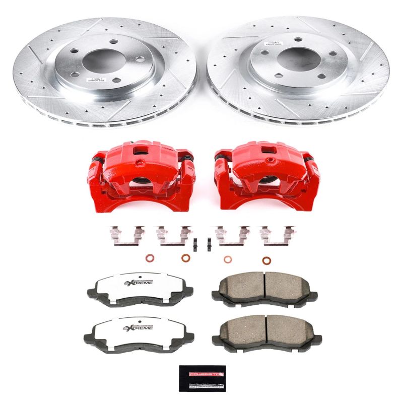 Power Stop 08-16 Mitsubishi Lancer Front Z26 Street Warrior Brake Kit w/Calipers Brake Kits - Performance D&S PowerStop