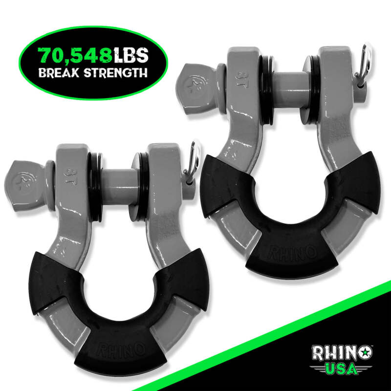 Rhino USA 8T Super Shackle 2-Pack (Gray) Shackle Kits Rhino USA