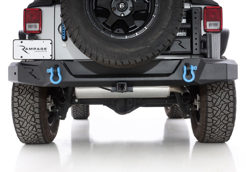 Rampage 07-18 Jeep Wrangler JK (Incl. Unlimited) Trailguard Rear Bumper - Black Bumpers - Steel Rampage