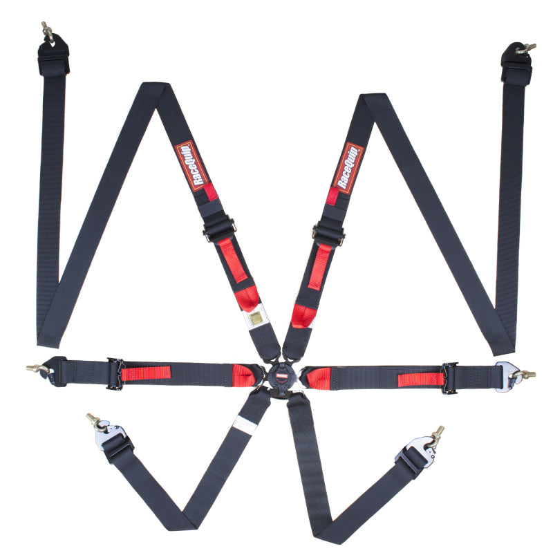 RaceQuip Black FIA CAMLOCK 6pt 2in Pull Up Lap FHR Seat Belts & Harnesses Racequip