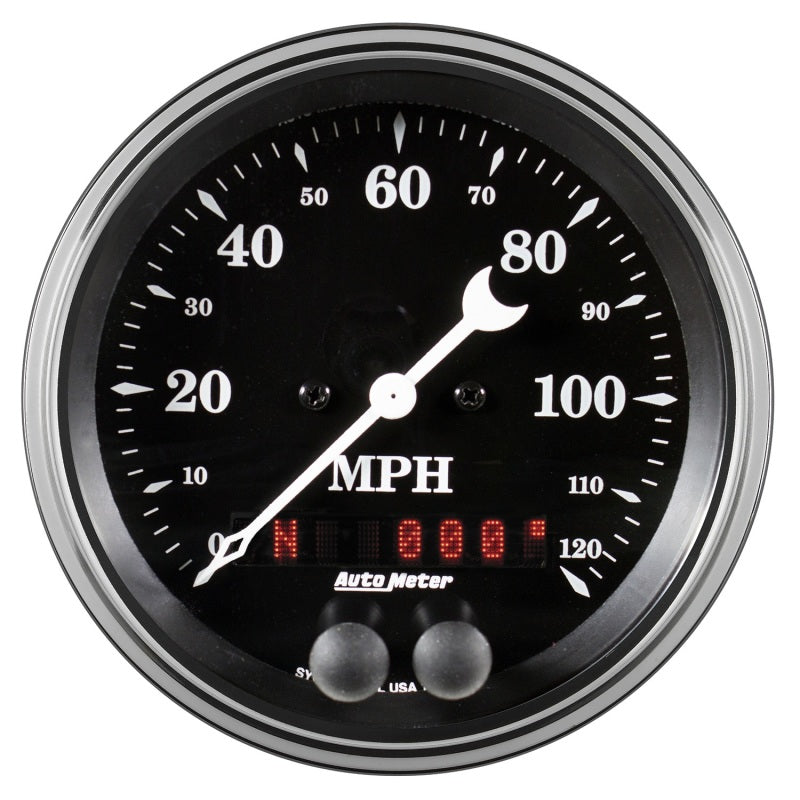 Auto Meter Gauge Speedometer 3 3/8in 120mph GPS Old Tyme Black Gauges AutoMeter