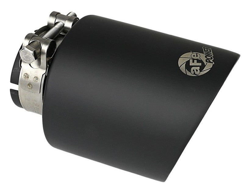 aFe Takeda 304 SS Clamp-On Exhaust Tip 2.5in. Inlet / 4.5in. Outlet / 7in. L - Black Tips aFe
