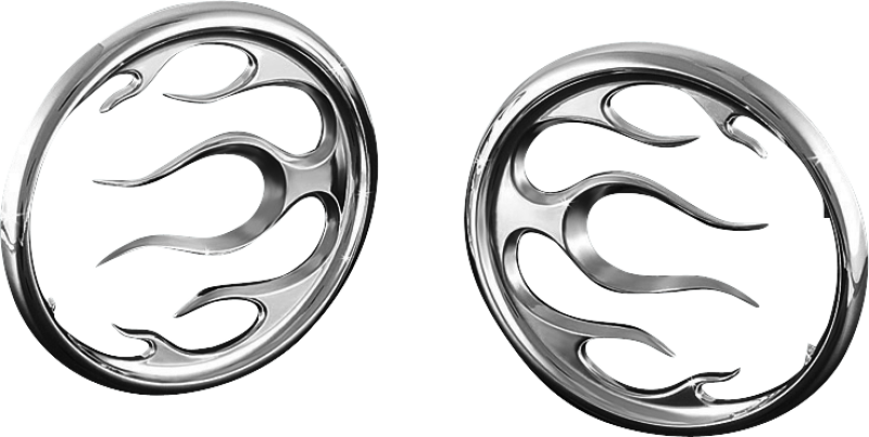 Kuryakyn Flame Speaker Grills Chrome Exterior Trim Kuryakyn