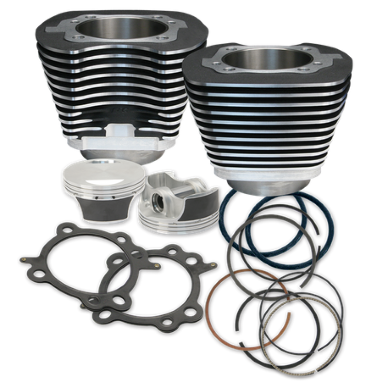 S&S Cycle 07-17 BT 106in Big Bore Cylinder Kit - Wrinkle Black Piston Sets - Powersports S&S Cycle