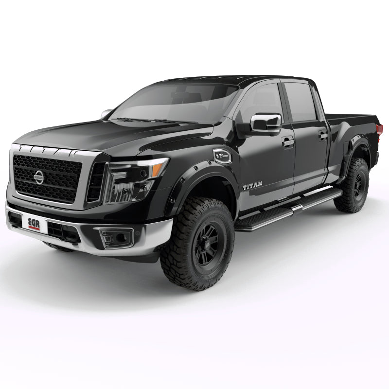 EGR 16+ Nissan Titan XD Bolt-On Look Color Match Fender Flares - Set - Black Metallic Fender Flares EGR