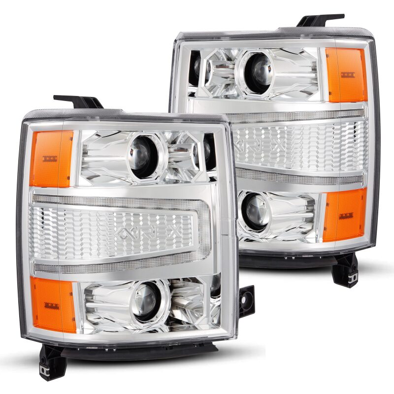 AlphaRex 04-15 Chevy 1500HD LUXX LED Proj Headlights Chrome w/Seq Activation Light / Seq Signal Headlights AlphaRex