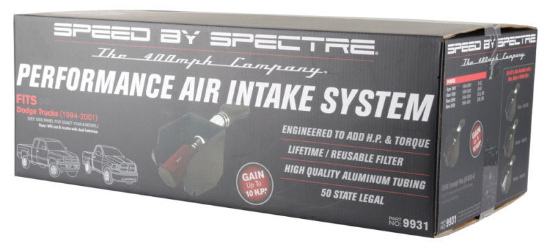 Spectre 94-01 Dodge RAM 1500/2500 V8-5.2/5.9L F/I Air Intake Kit - Polished w/Red Filter Cold Air Intakes Spectre