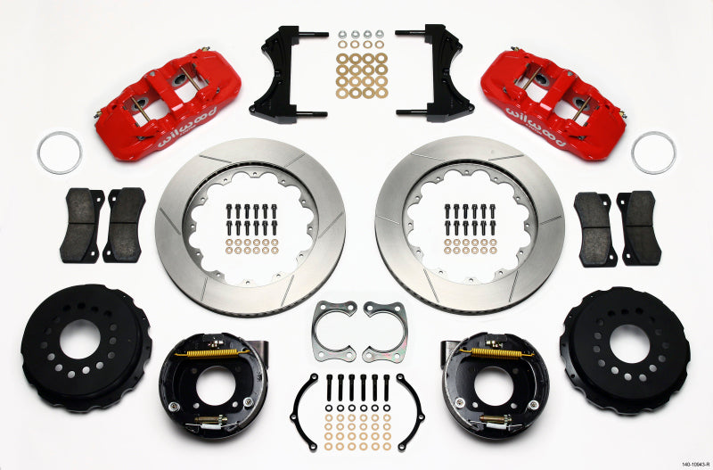 Wilwood AERO4 Rear P-Brake Kit 14.00in Red Chevy 12 Bolt w/ C-Clips Big Brake Kits Wilwood