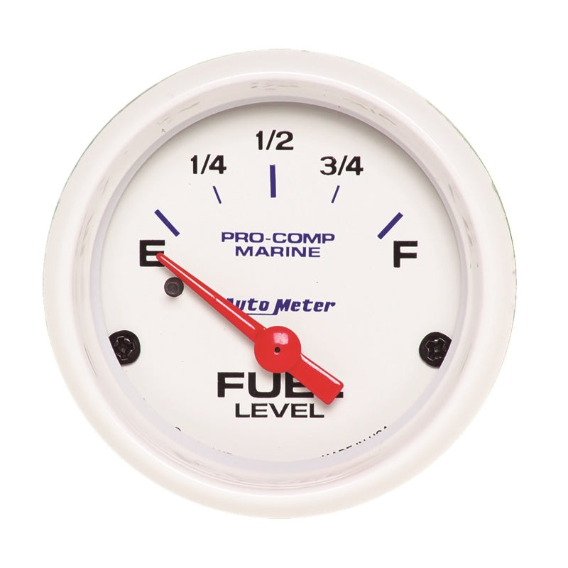 Autometer Marine White Gauge 2-1/16in Electric Fuel Level Gauge Gauges AutoMeter
