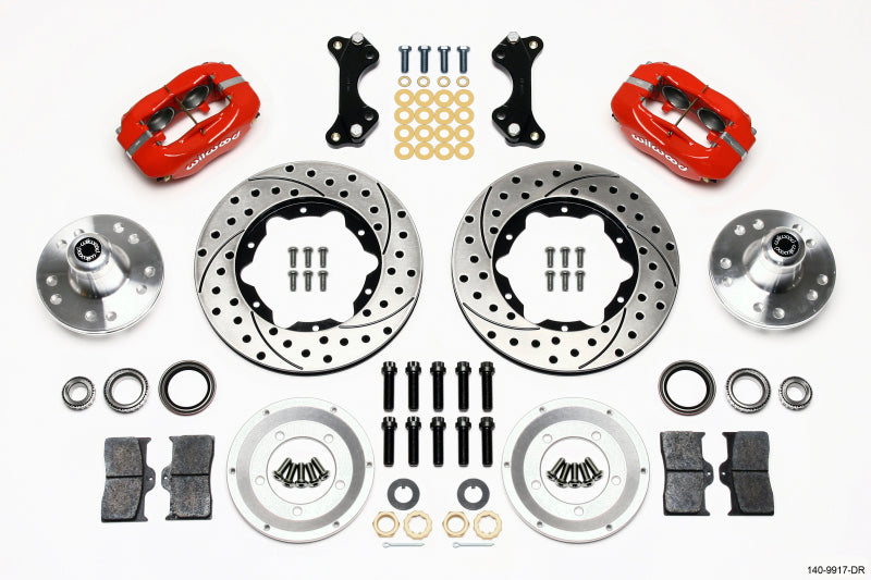 Wilwood Forged Dynalite Front Kit 11.00in Drilled-Red WWE ProSpindle Big Brake Kits Wilwood