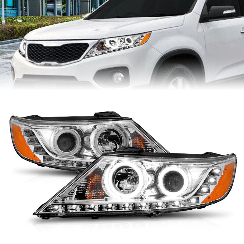 ANZO 2011-2013 Kia Sorento Projector Headlights w/ Halo Chrome (CCFL) Headlights ANZO